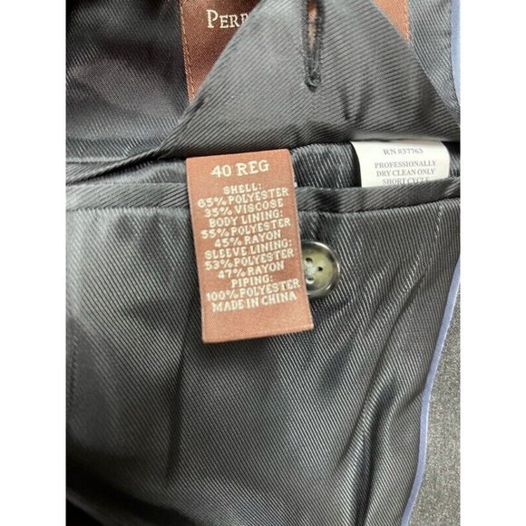 Perry Ellis Mens Single Breasted Blazer Gray Flap Pockets Classic Fit 40R New - Picture 10 of 10